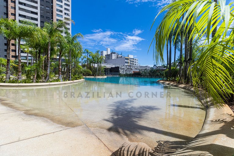 Piscina estilo praia, AC, vaga | Brazilian Corner