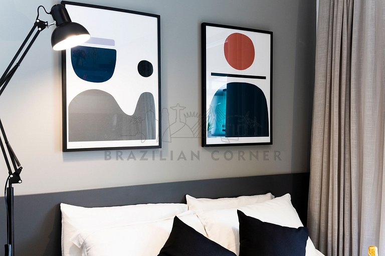 Studio in Pinheiros with pool, AC and cool balcony