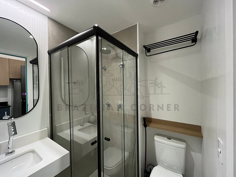 Studio with AC, Gym and Balcony in Bela Vista