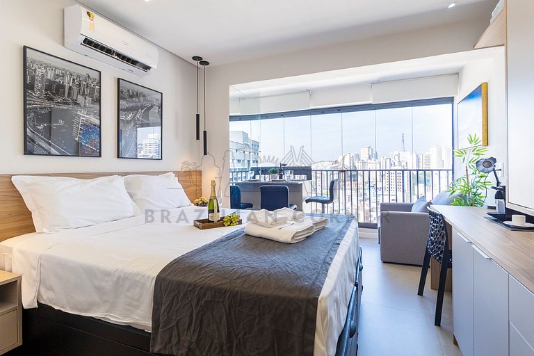 Piscina, academia, AC ,cama Queen|Brazilian Corner