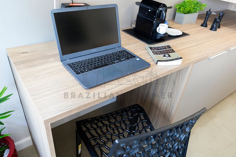 Piscina, academia, AC ,cama Queen|Brazilian Corner