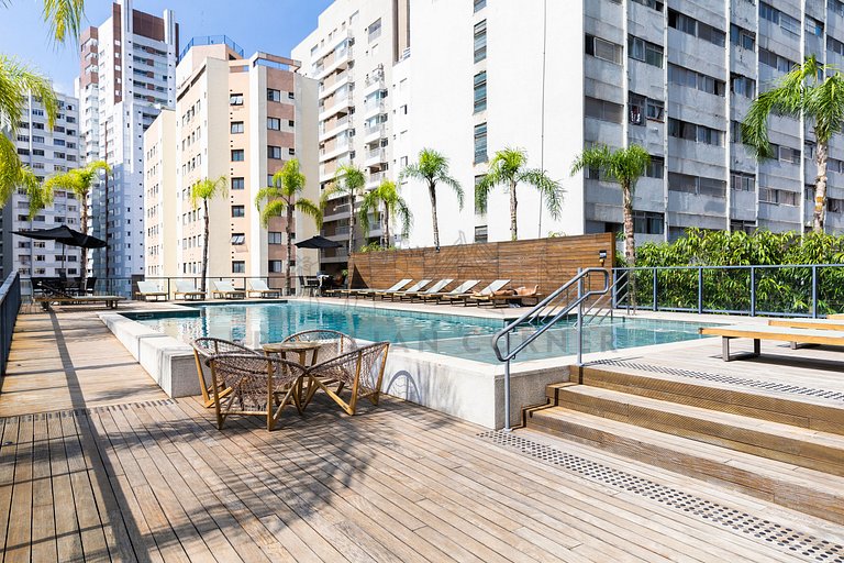 Piscina, academia, AC ,cama Queen|Brazilian Corner