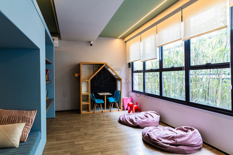 Piscina, academia, AC ,cama Queen|Brazilian Corner
