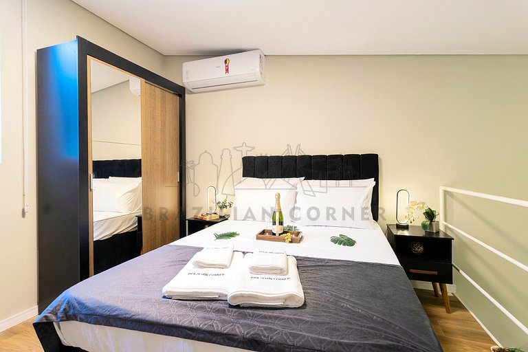 Loft moderno, Gonzaga, Ar condicionado, Varanda