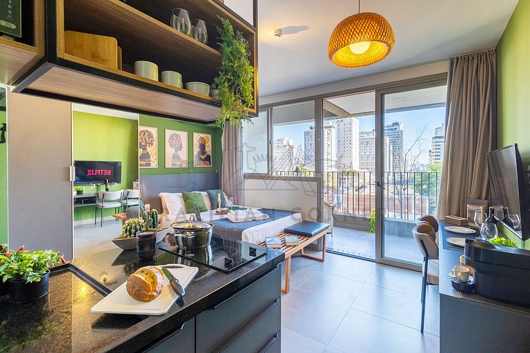 New and modern in Jardins with pool and gym
