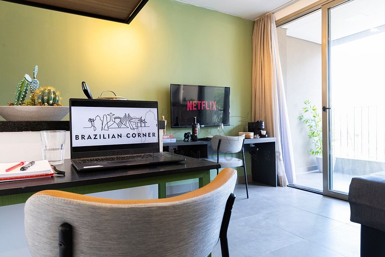 Modern and new in Jardins with AC, pool and gym