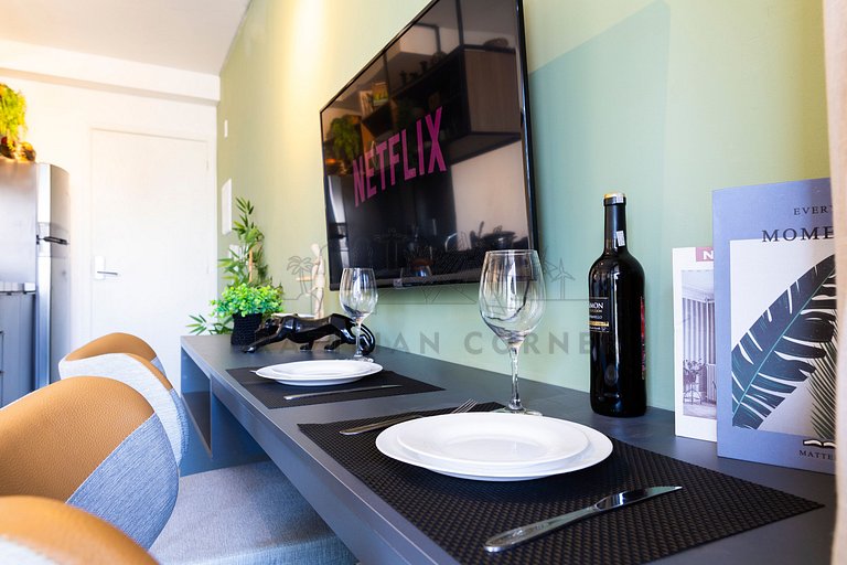 Modern and new in Jardins with AC, pool and gym