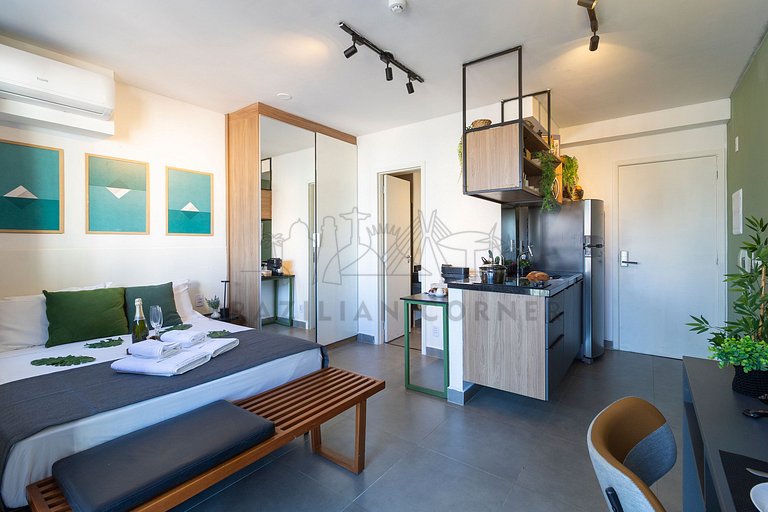 Modern and new in Jardins with AC, pool and gym