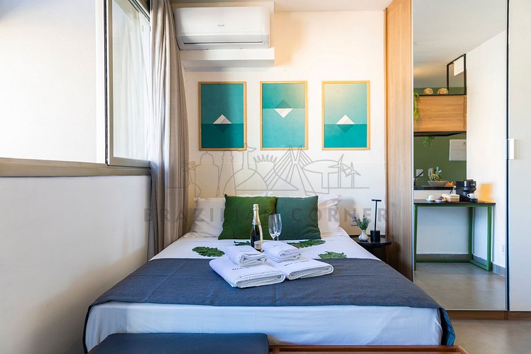 Modern and new in Jardins with AC, pool and gym