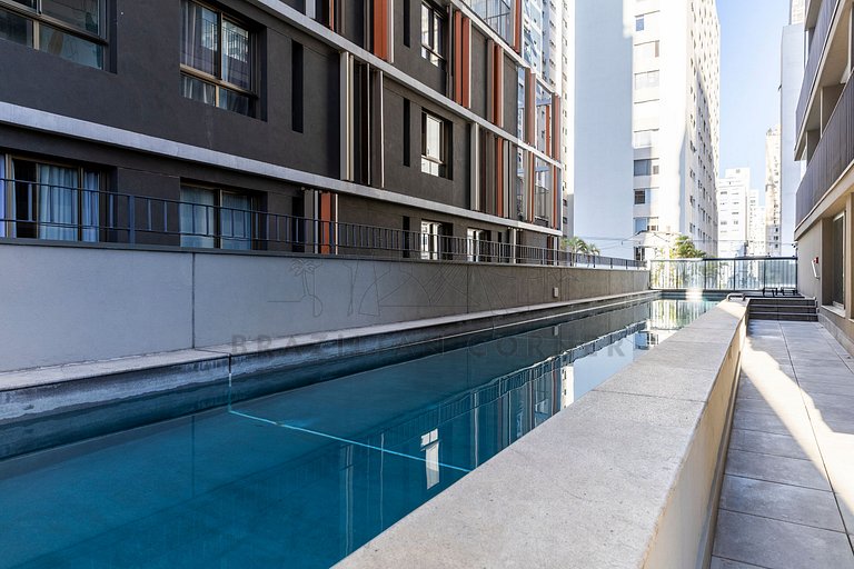Modern and new in Jardins with AC, pool and gym