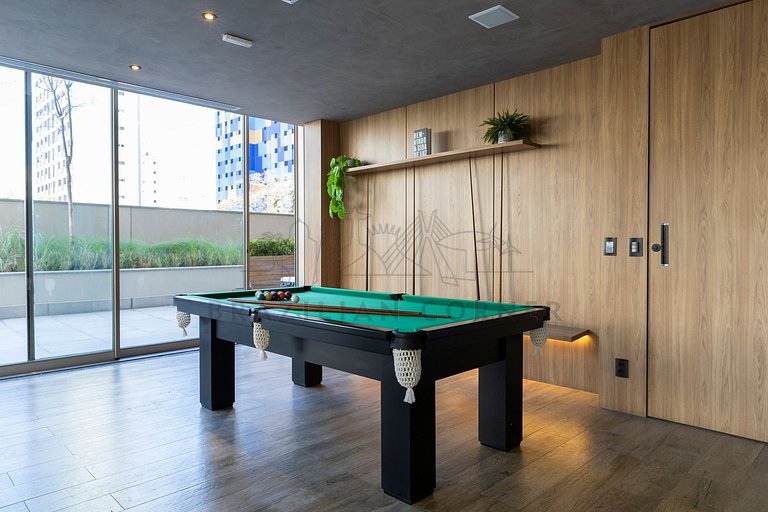 Modern and new in Jardins with AC, pool and gym