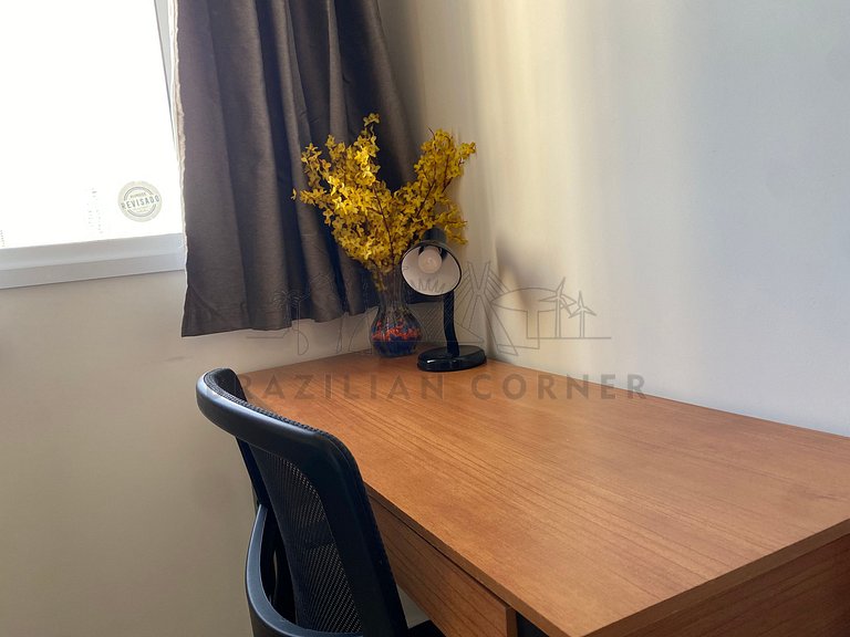 Near the Airport with Office, AC, and Gym