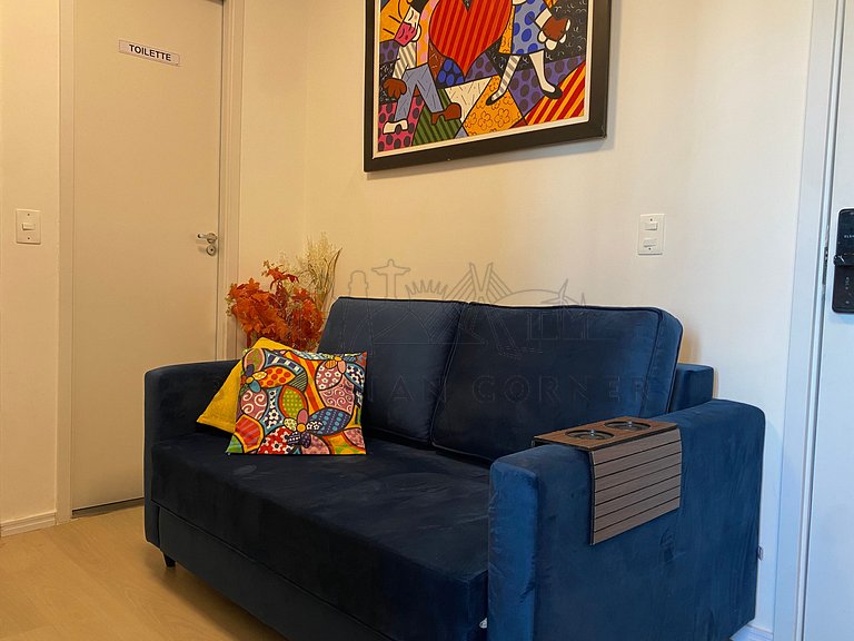 Near the Airport with Office, AC, and Gym