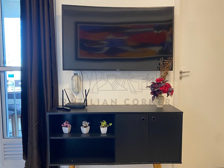 Near the Airport with Office, AC, and Gym