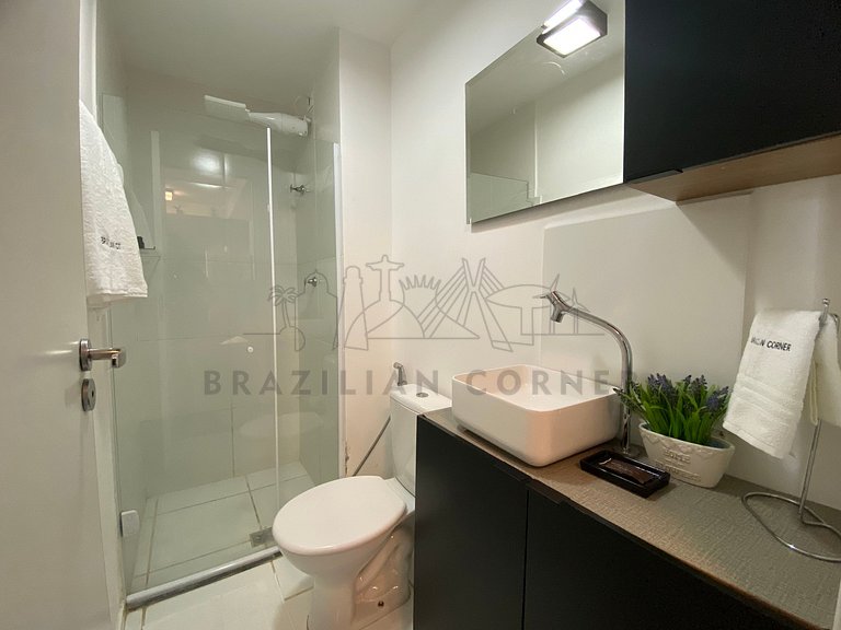 Near the Airport with Office, AC, and Gym