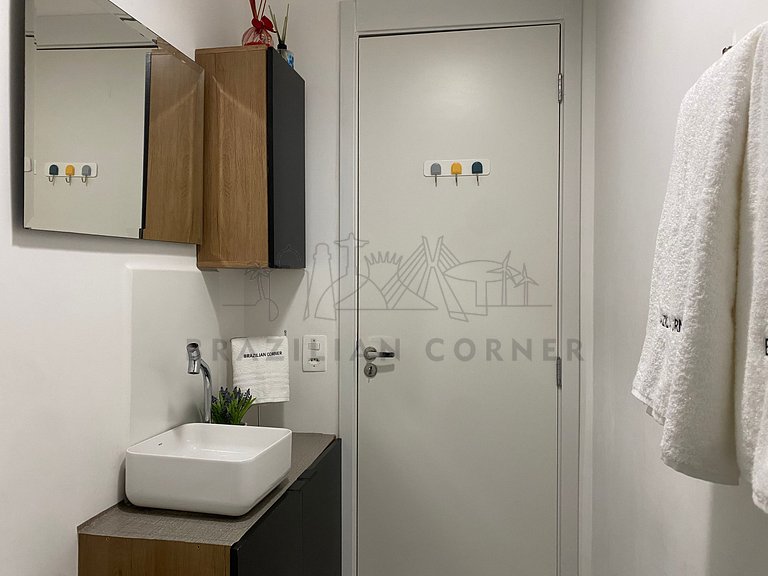 Near the Airport with Office, AC, and Gym