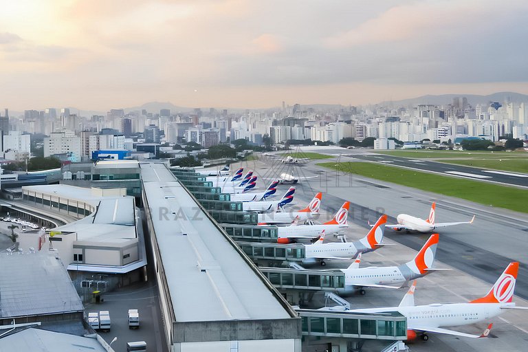 Perto do Aeroporto com escritório, AC e Academia