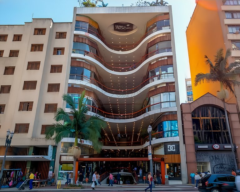 Apê moderno c/ AC e academia 24h no centro novo SP