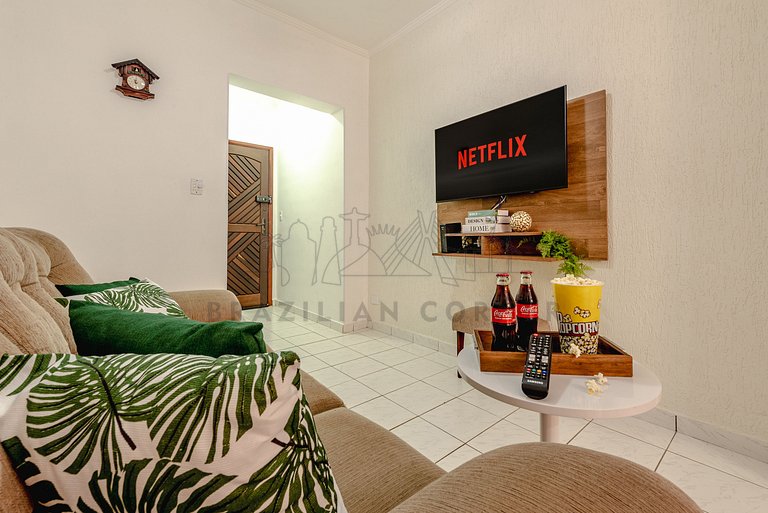Apartamento aconchegante a 85 m da Praia com vaga