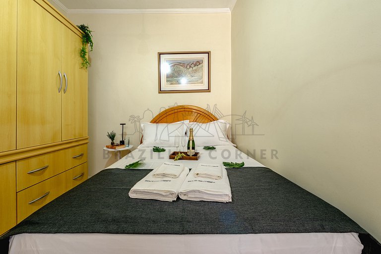Apartamento aconchegante a 85 m da Praia com vaga