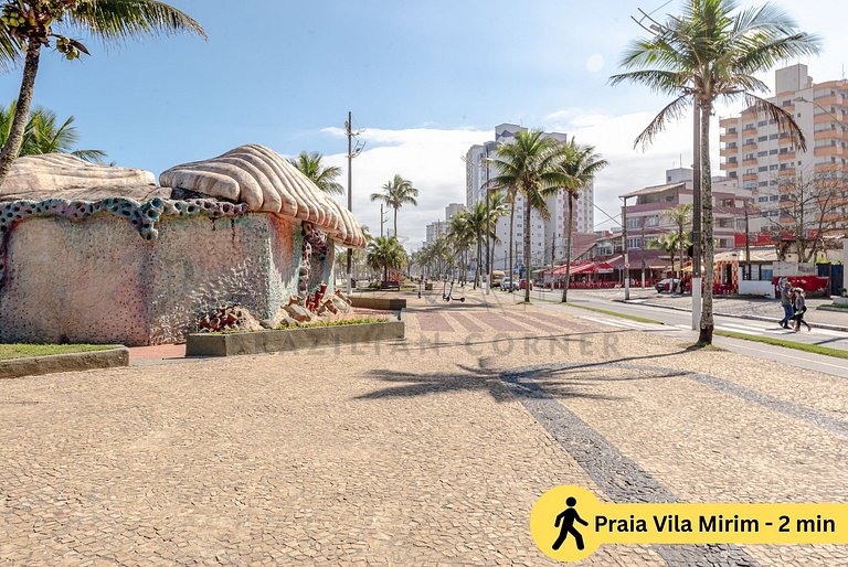 Apartamento aconchegante a 85 m da Praia com vaga