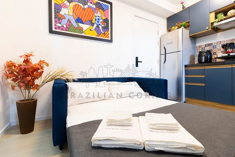 Moderno, completo, com escritório, AC e Academia