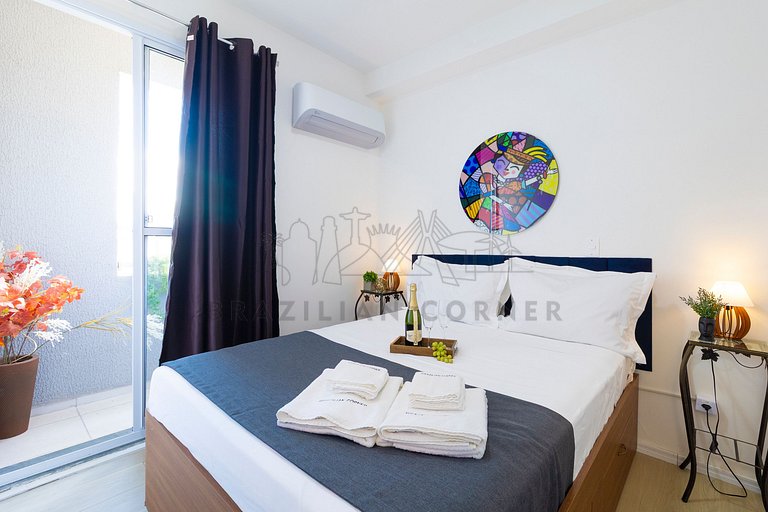 Near the Airport with Office, AC, and Gym