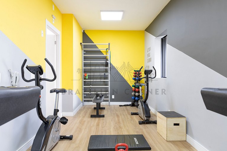 Modern, complete with Office, AC, and Gym