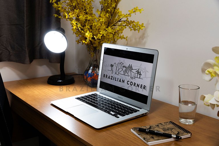 Moderno, completo, com escritório, AC e Academia