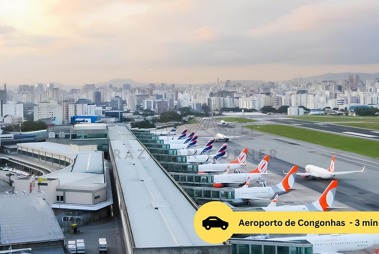 Perto do Aeroporto com escritório, AC e Academia