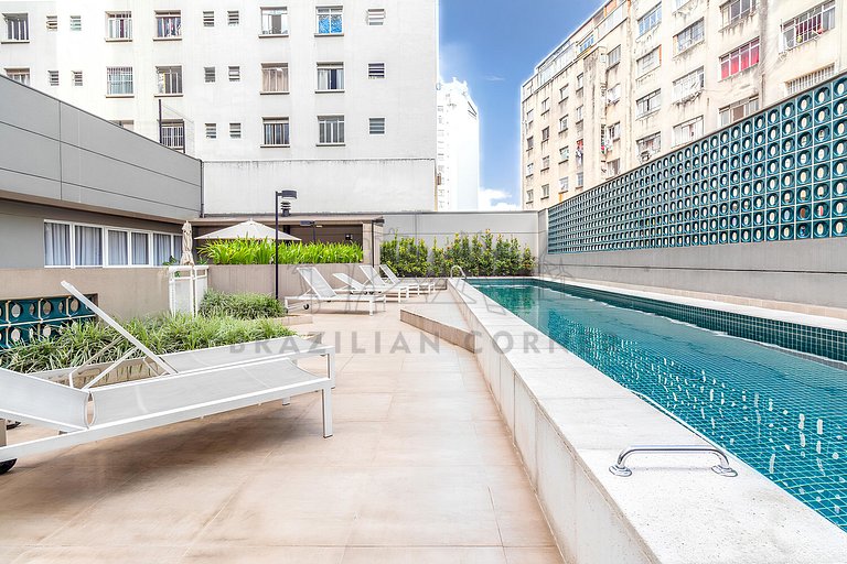 Moderno c/ ar condicionado, piscina e academia