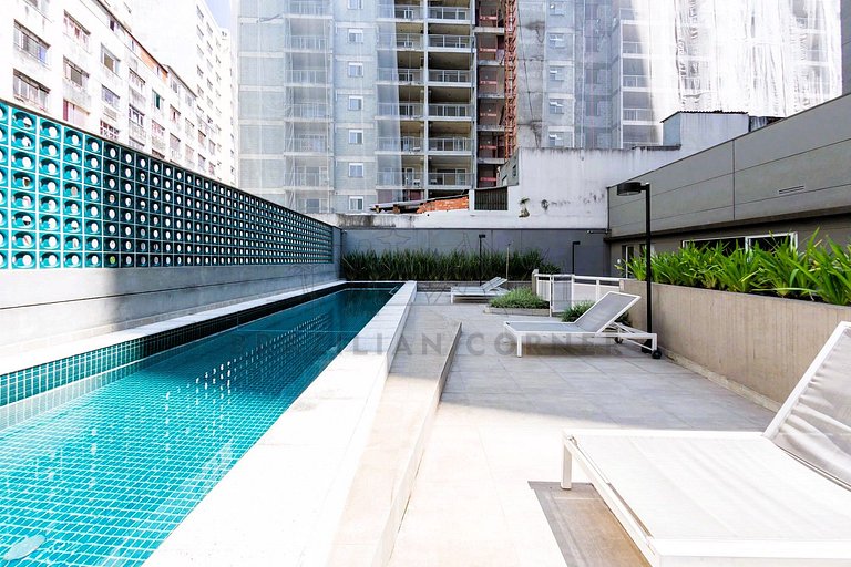 Moderno c/ ar condicionado, piscina e academia