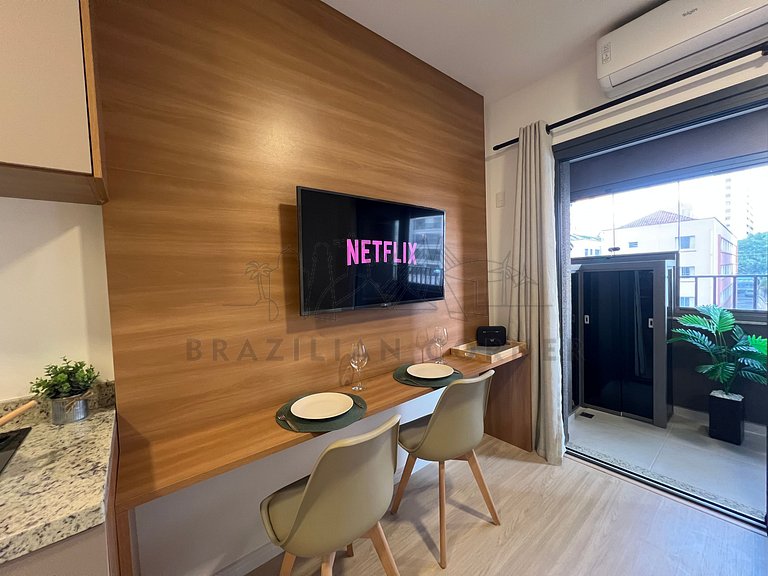 Modern with AC and Gym near Ibirapuera Park
