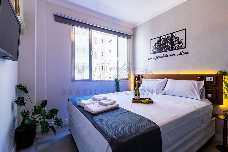 Modern in Gonzaga, 400 m from the beach with AC