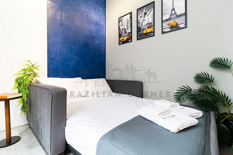 Modern in Gonzaga, 400 m from the beach with AC