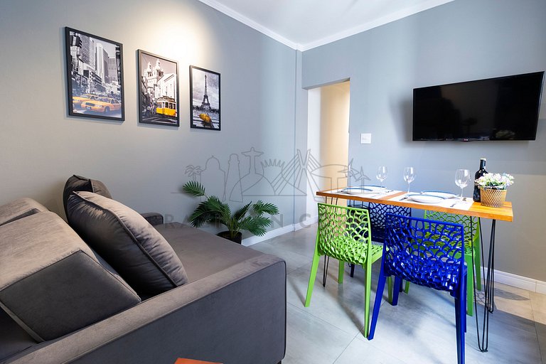 Modern in Gonzaga, 400 m from the beach with AC