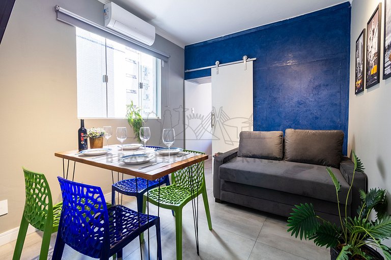 Modern in Gonzaga, 400 m from the beach with AC