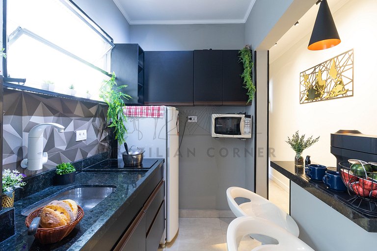 Modern in Gonzaga, 400 m from the beach with AC