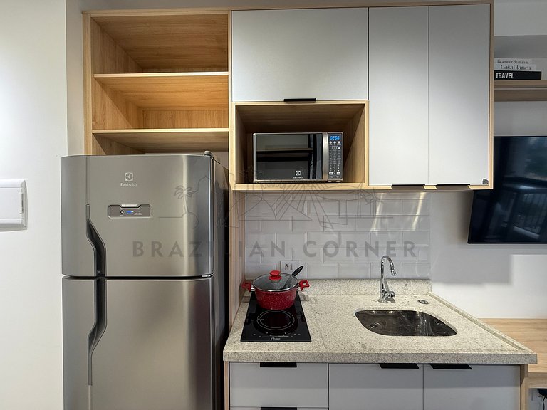 Modern in Vila Mariana with AC and Queen Bed