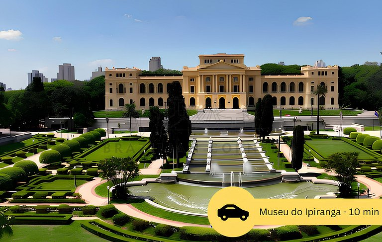 Moderno na Vila Mariana com AC e cama Queen