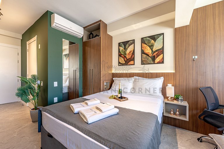 Near Ibirapuera Park with AC and Gym