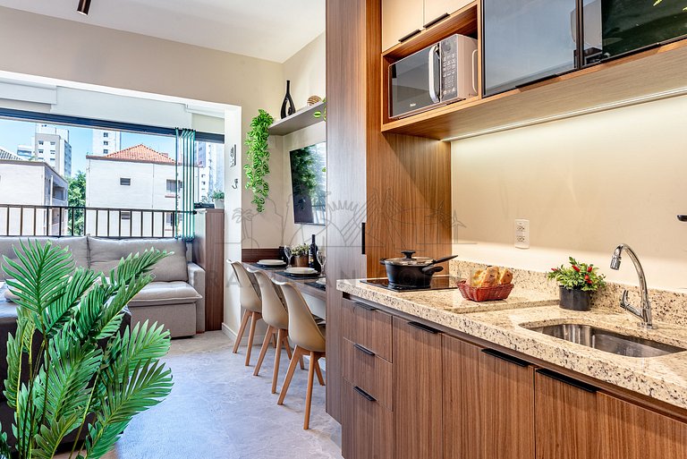 Near Ibirapuera Park with AC and Gym