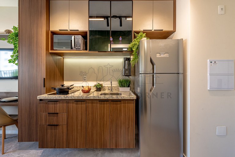 Near Ibirapuera Park with AC and Gym