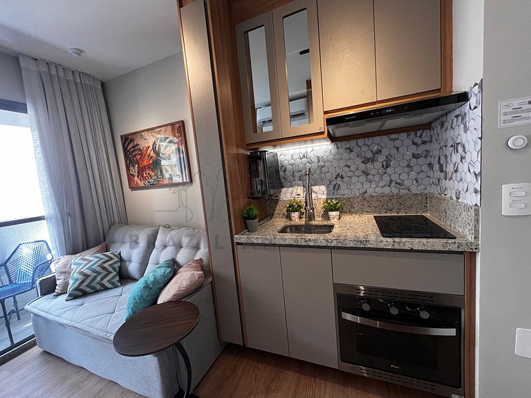 Modern and high-tech with A/C, pool, and gym