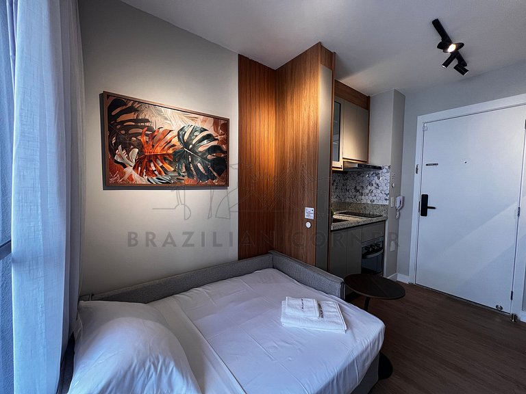 Modern and high-tech with A/C, pool, and gym