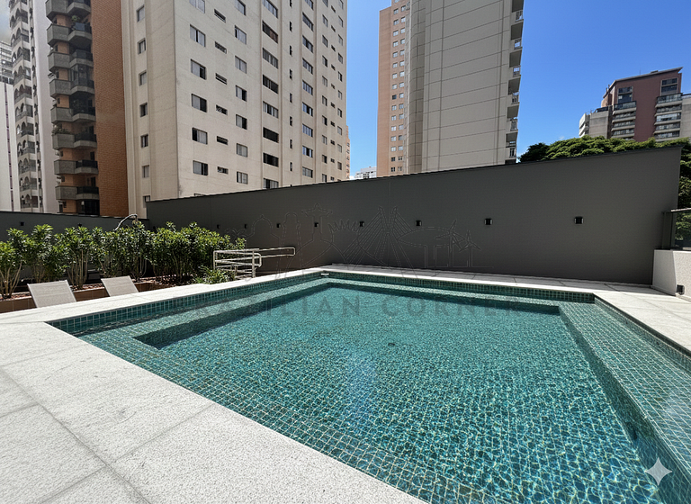 Modern and high-tech with A/C, pool, and gym