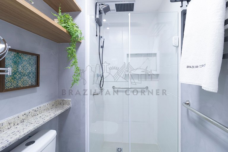 Modern and high-tech with A/C, pool, and gym