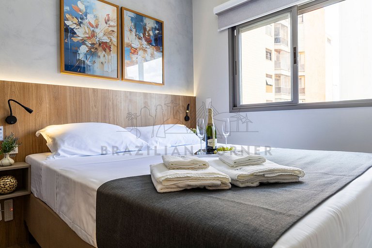 Modern and high-tech with A/C, pool, and gym