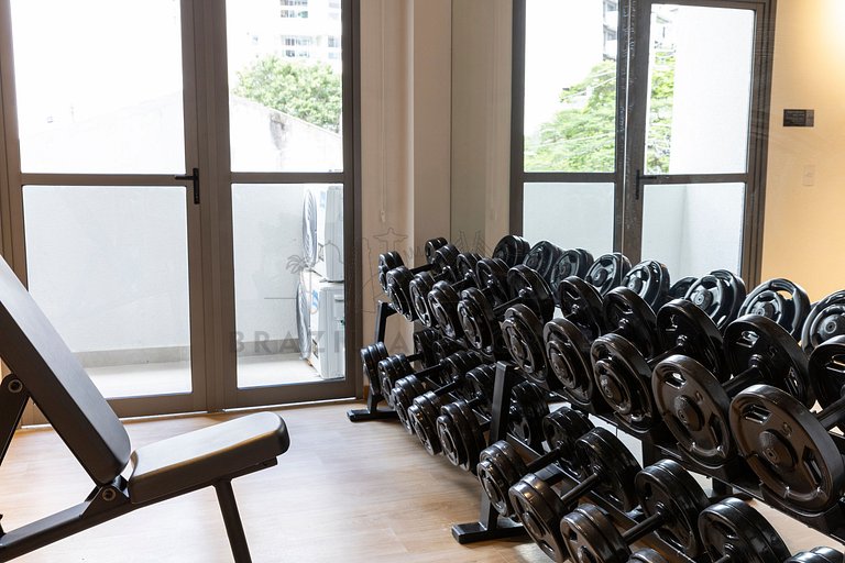 Modern and high-tech with A/C, pool, and gym