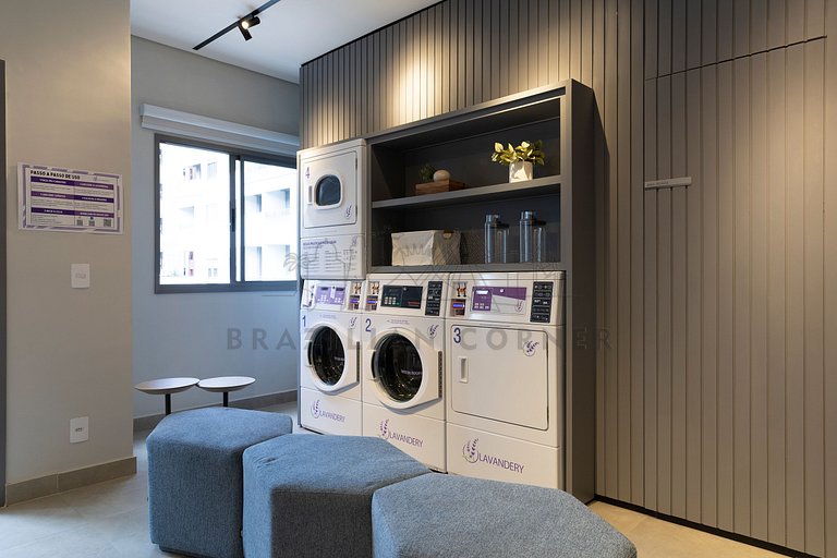 Modern and high-tech with A/C, pool, and gym